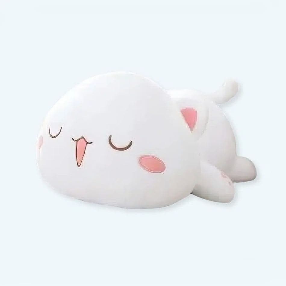 Sleeping White Kawaii Cat Plush