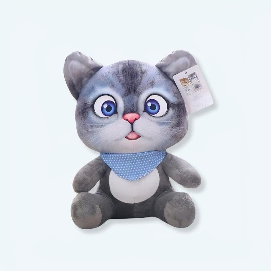 Gray Cartoon Cat Plushie