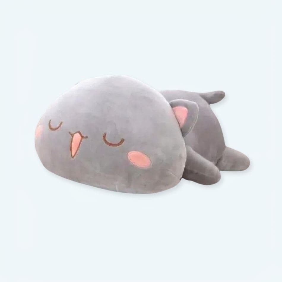 Grey Sleeping Kawaii Cat Plush