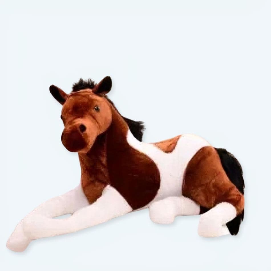 White & Brown Plush Horse