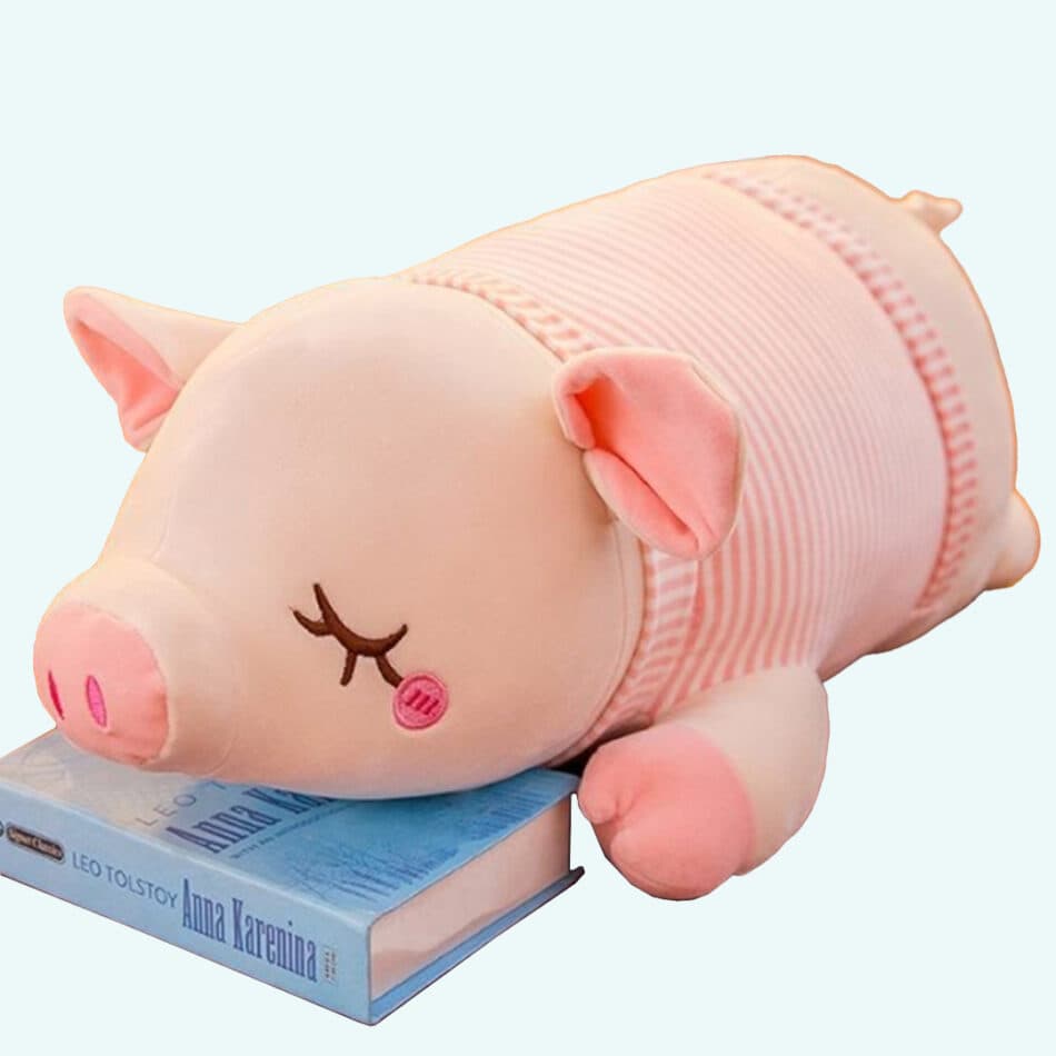Pink Bow Pig Plush