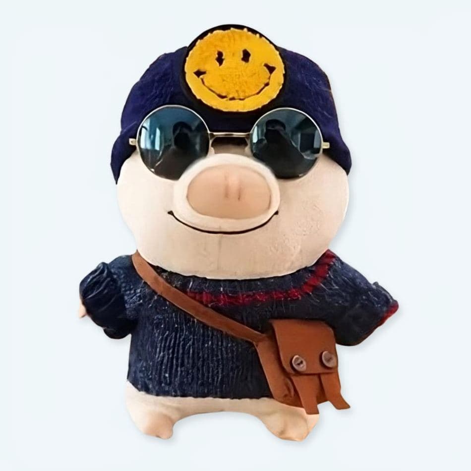 Smiling Pig Plush with Hat