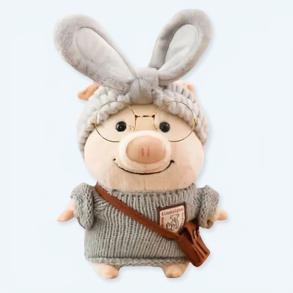 Grey Sweater Pig Plush