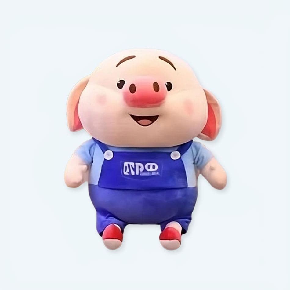 Plush Pig in Carpenter Outfit