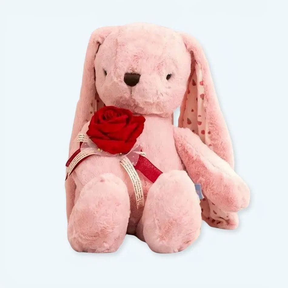 Giant Rabbit Plush with Rose