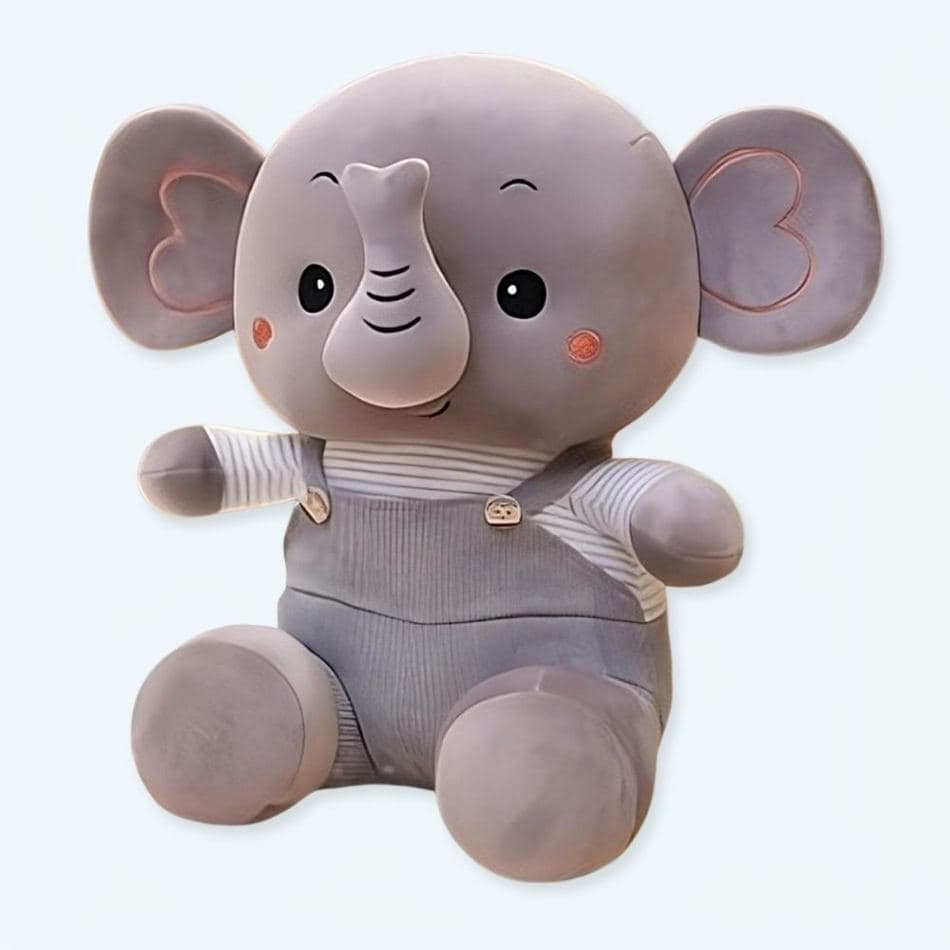Elephant Plush in Colorful Overalls