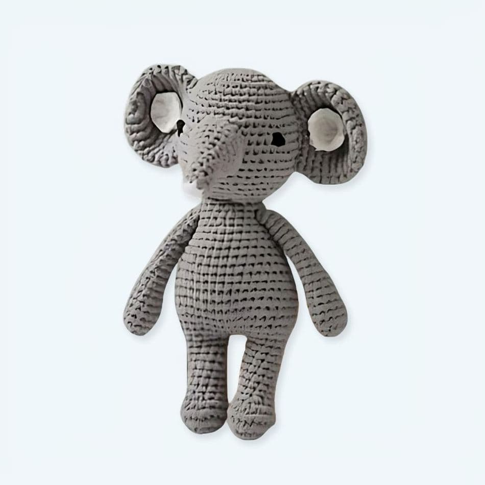 Knitted Elephant Rattle Plush