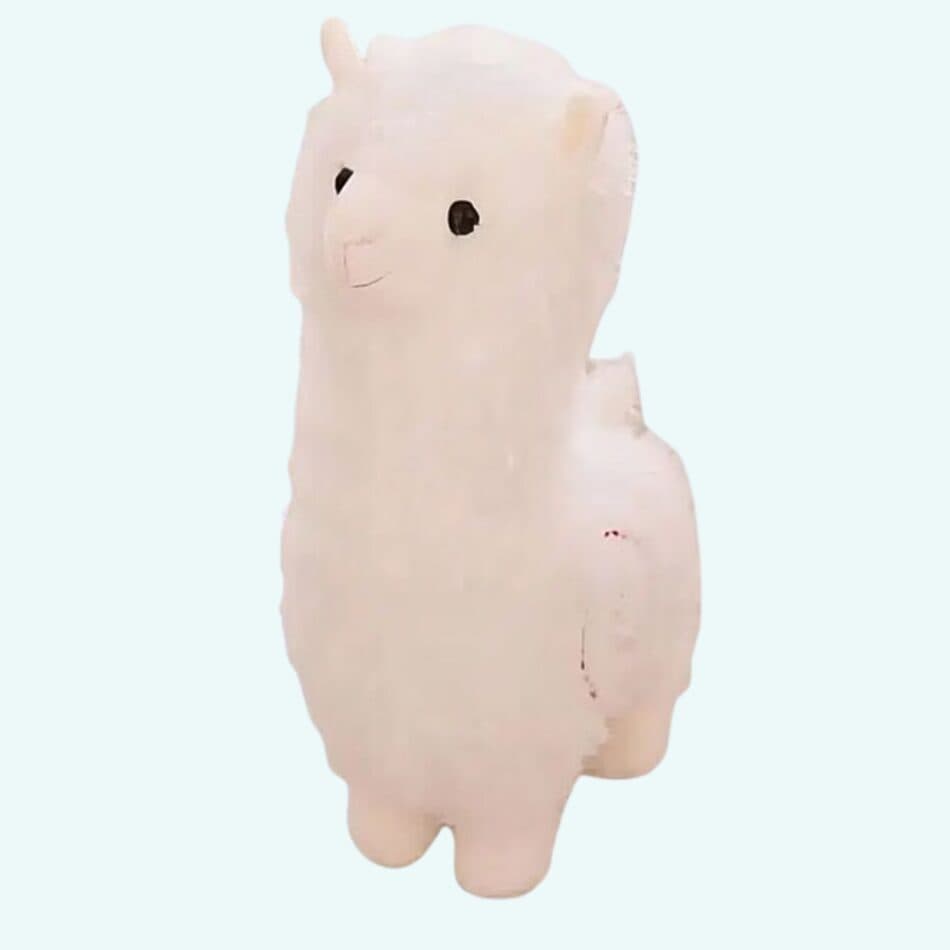 Fluffy stuffed animals, including a llama, teddy bear, and other plush toys. Great for kids, nurseries, gifts, and playrooms.