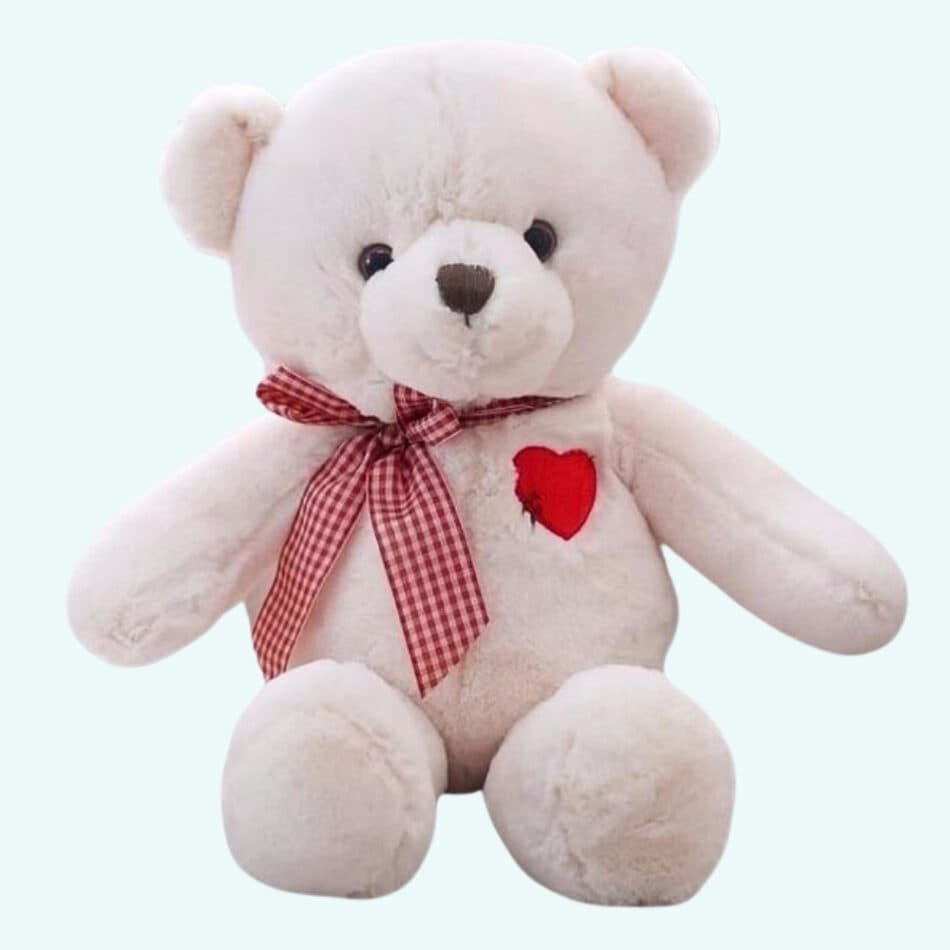 White Bear Plush with Heart