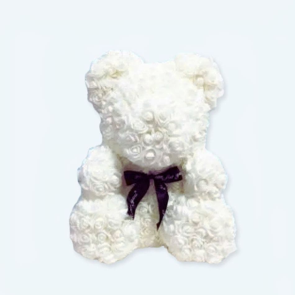 White Flower Bear Plush