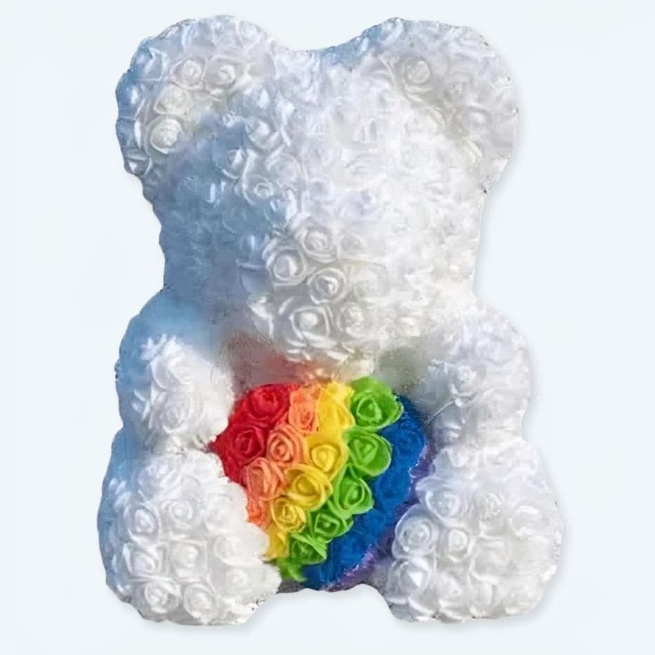 Rainbow Rose Teddy Bear Plush