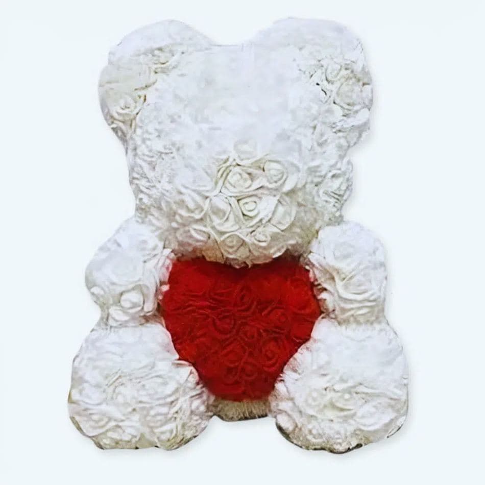 White Rose Teddy Bear Plush