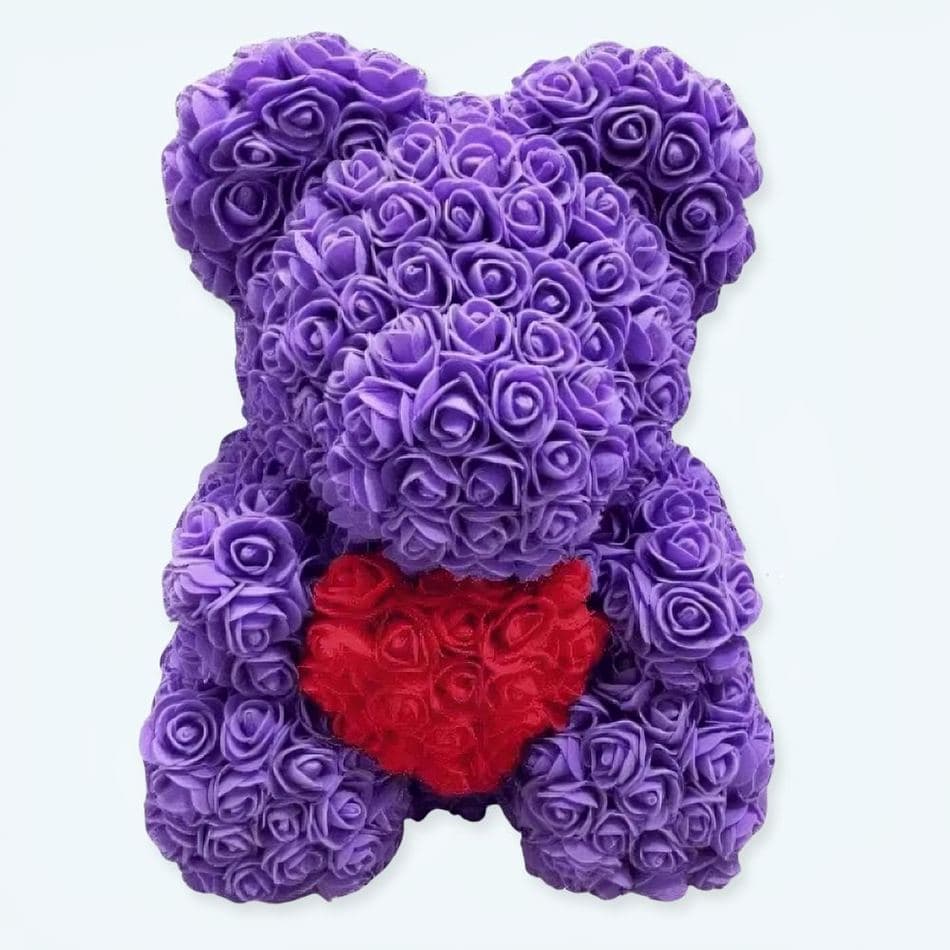 Purple Rose Bear Plush