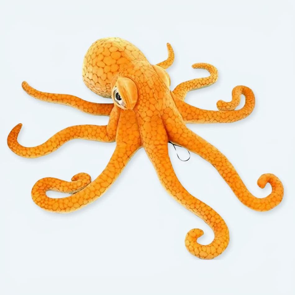 Soft toys like octopus plushies. Great for kids' bedrooms or as whimsical decor. Squishy, cuddly stuffed animals.