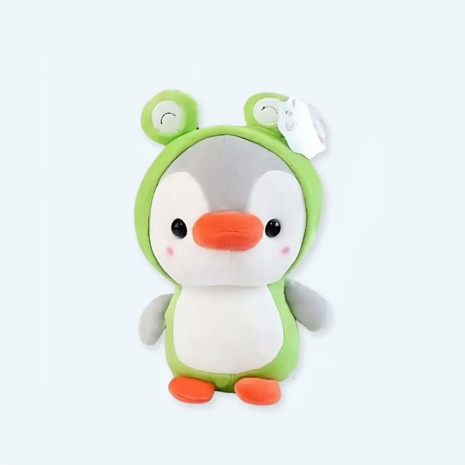 Penguin Plush in Frog Costume