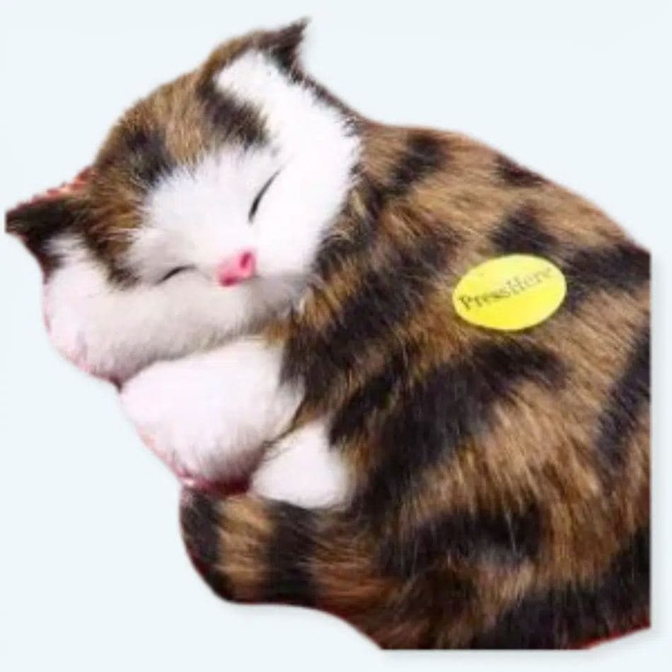 Sleeping Brown Tabby Cat Plush Doll
