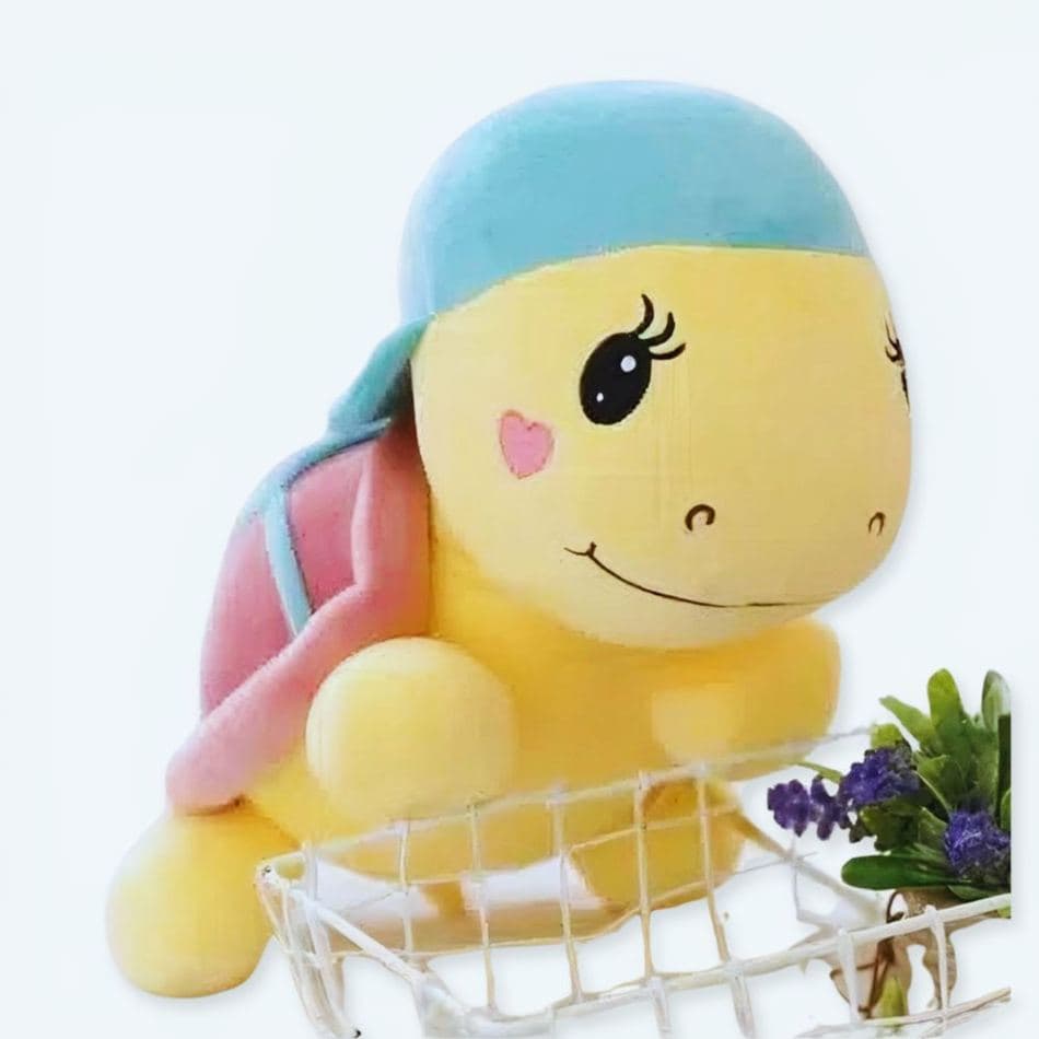 Purple Turtle Plush Toy with Cap