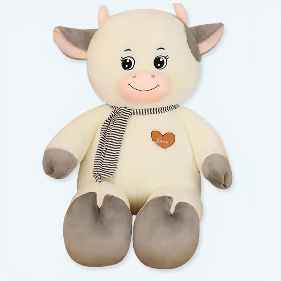 Giant White and Gray Cow Plushie